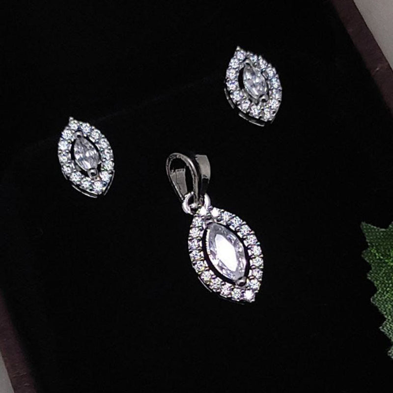 Manisha Jewellery Silver Plated Austrian Stone Pendant Set