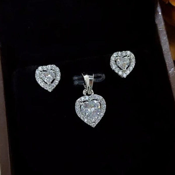 Manisha Jewellery Silver Plated Austrian Stone Pendant Set