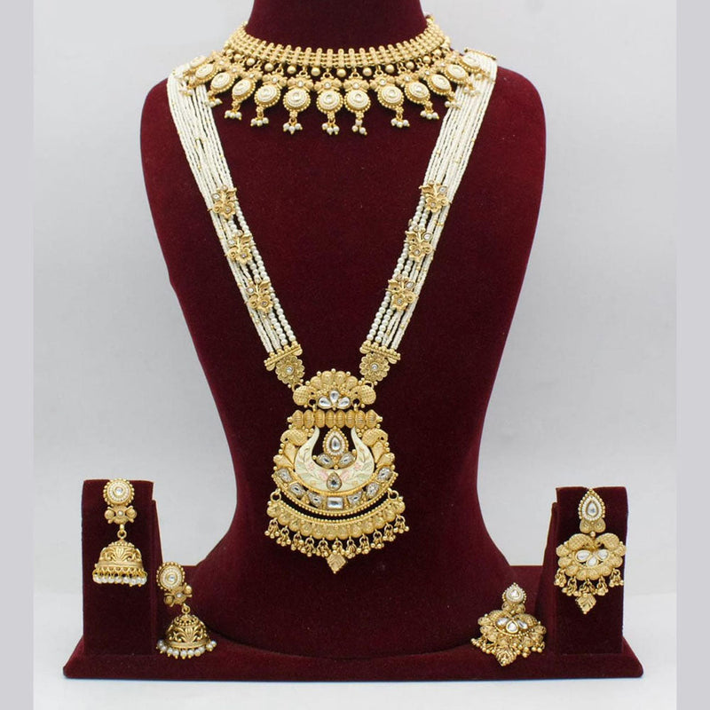 Manisha Jewellery Gold Plated Pota Stone And Pearl Necklace Combo