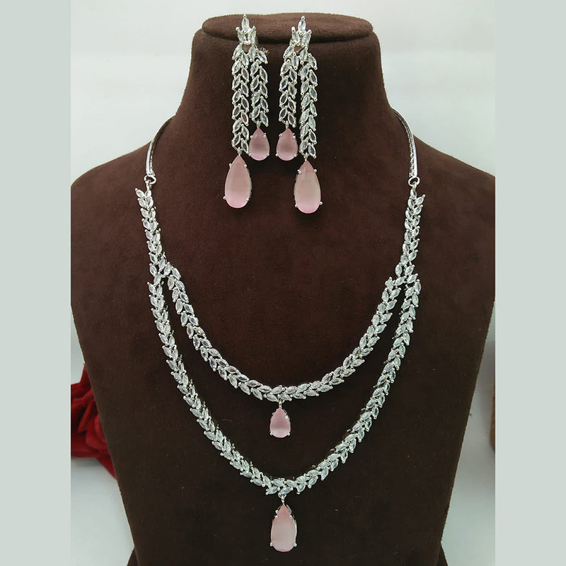 Manisha Jewellery Silver Plated AD Necklace Set