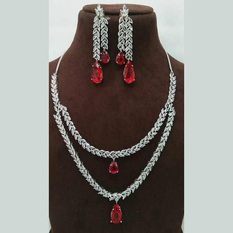 Manisha Jewellery Silver Plated AD Necklace Set