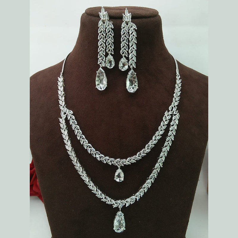 Manisha Jewellery Silver Plated AD Necklace Set