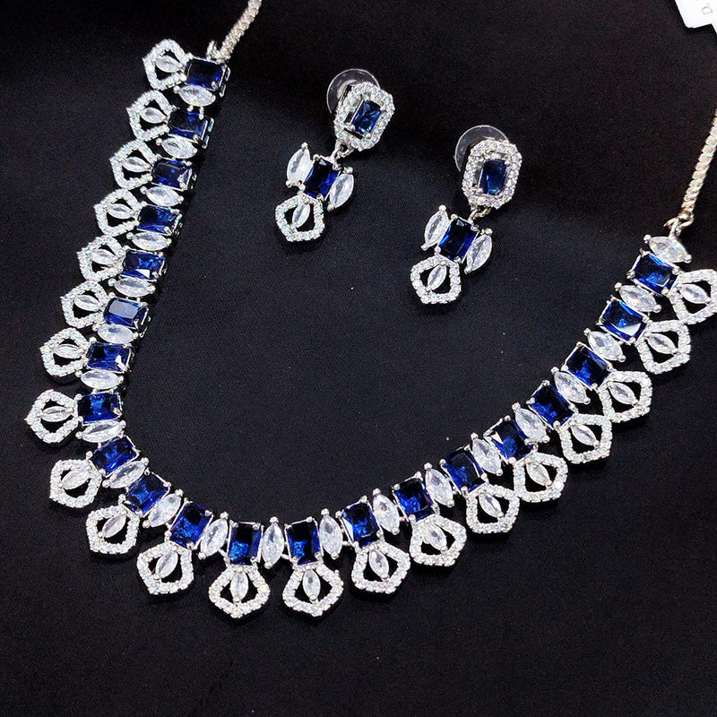 Manisha Jewellery Silver Plated AD Necklace Set