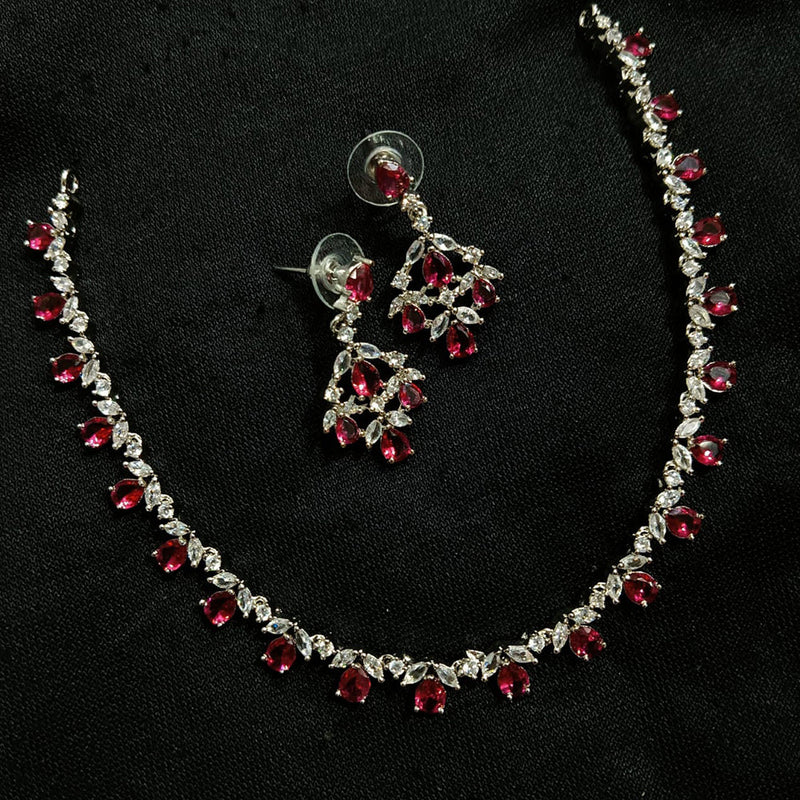 Manisha Jewellery Silver Plated AD Necklace Set