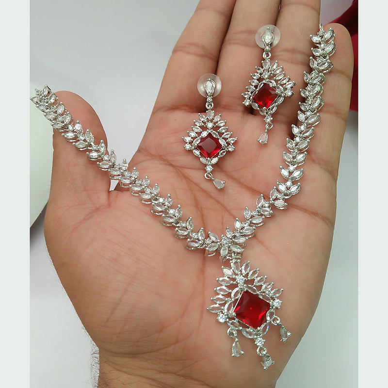 Manisha Jewellery Silver Plated AD Necklace Set