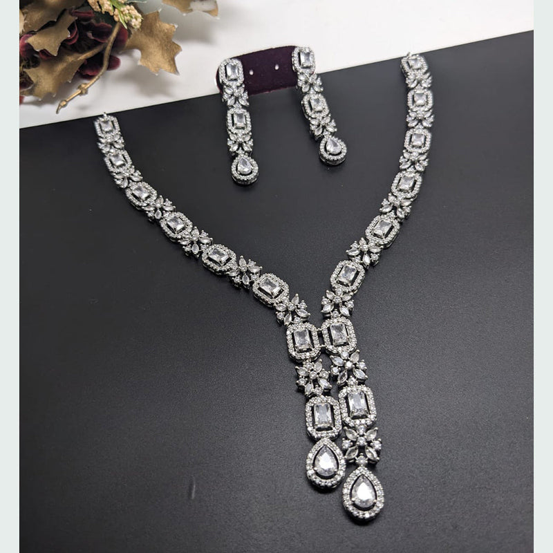 Manisha Jewellery Silver Plated AD Necklace Set