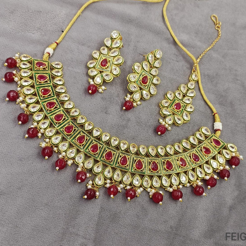 Manisha Jewellery Gold Plated Reverse AD Necklace Set