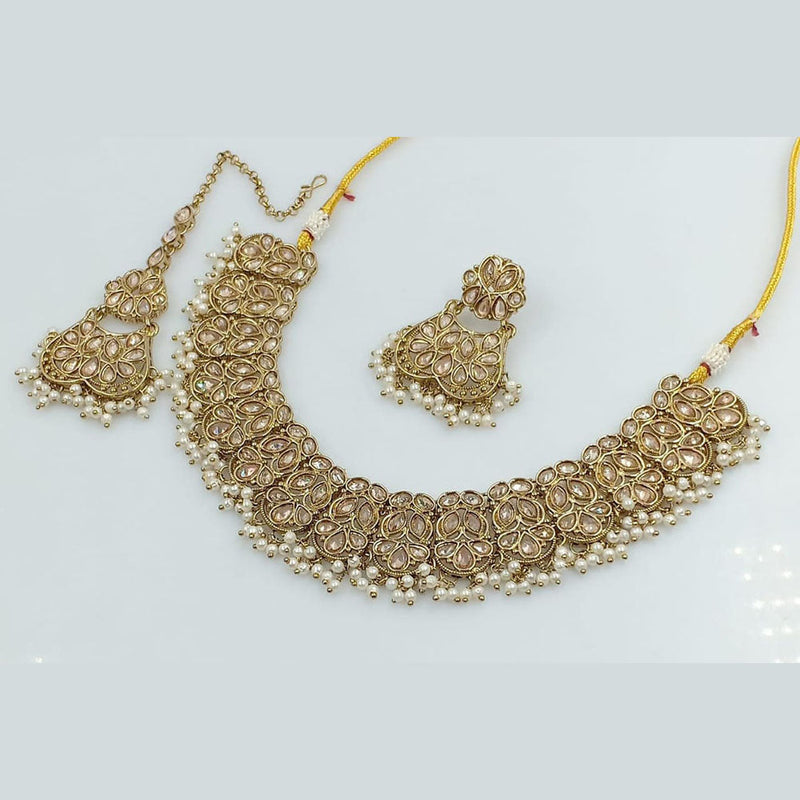 Manisha Jewellery Gold Plated Reverse AD Necklace Set