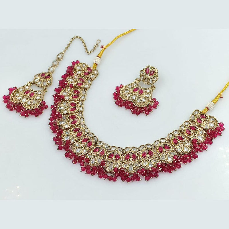 Manisha Jewellery Gold Plated Reverse AD Necklace Set