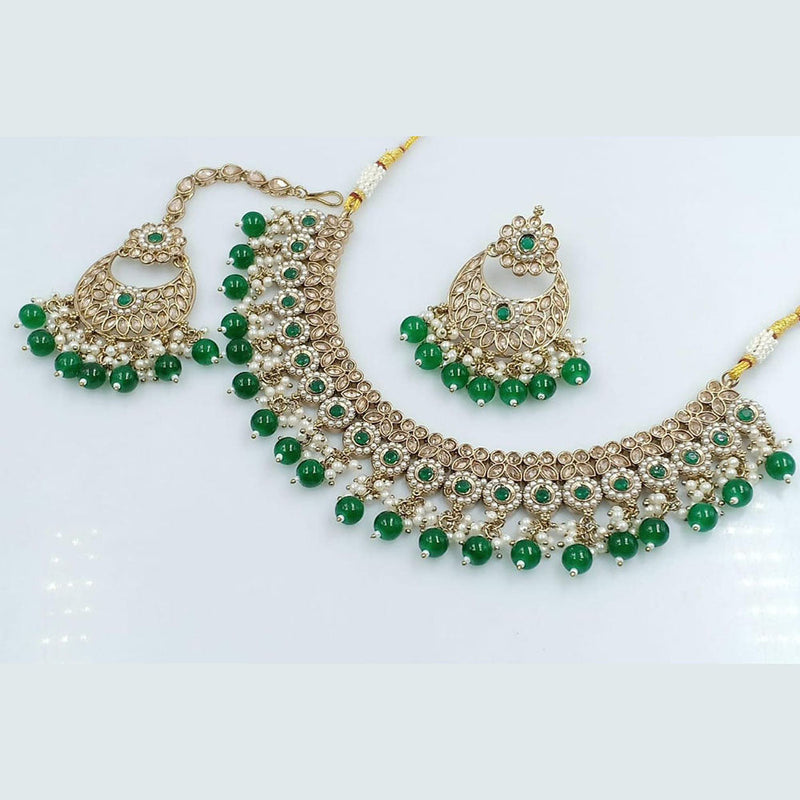 Manisha jewellery Gold Plated Crystal Stone And Pearl Necklace Set