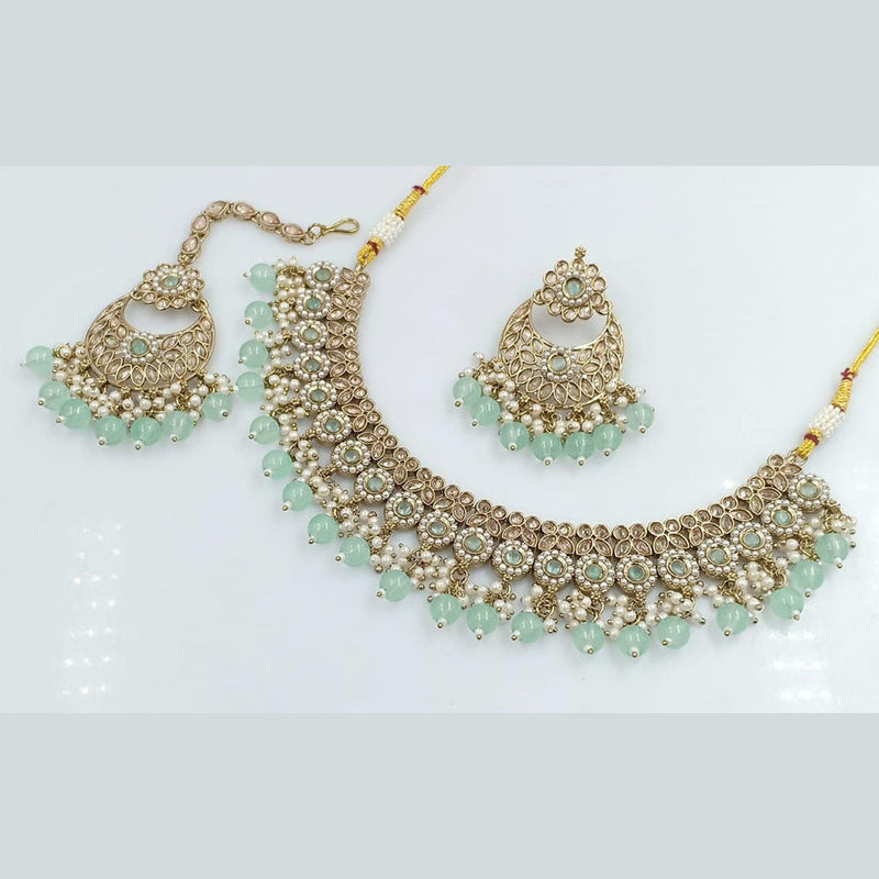 Manisha jewellery Gold Plated Crystal Stone And Pearl Necklace Set