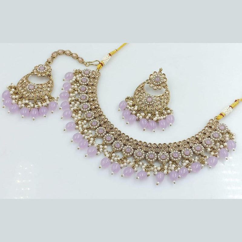 Manisha jewellery Gold Plated Crystal Stone And Pearl Necklace Set