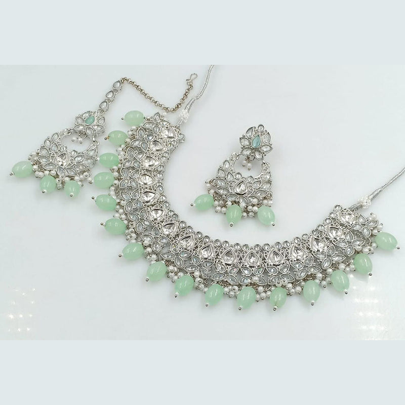 Manisha Jewellery Silver Plated Reverse AD Necklace Set