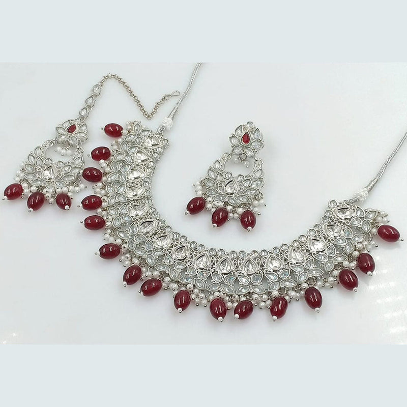 Manisha Jewellery Silver Plated Reverse AD Necklace Set