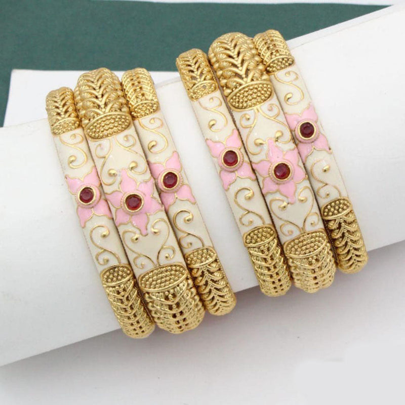 Manisha Jewellery Gold Plated Kundan And Meenakari Bangles Set