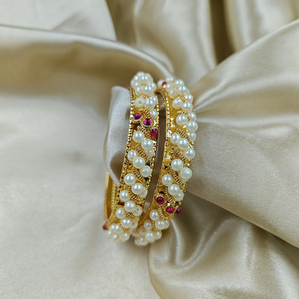 Manisha Jewellery Gold Plated Pearl Bangles Set