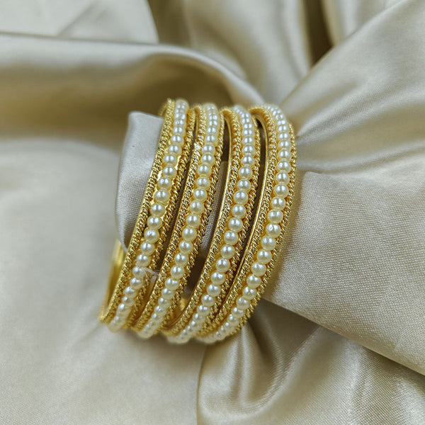 Manisha Jewellery Gold Plated Pearl Bangles Set