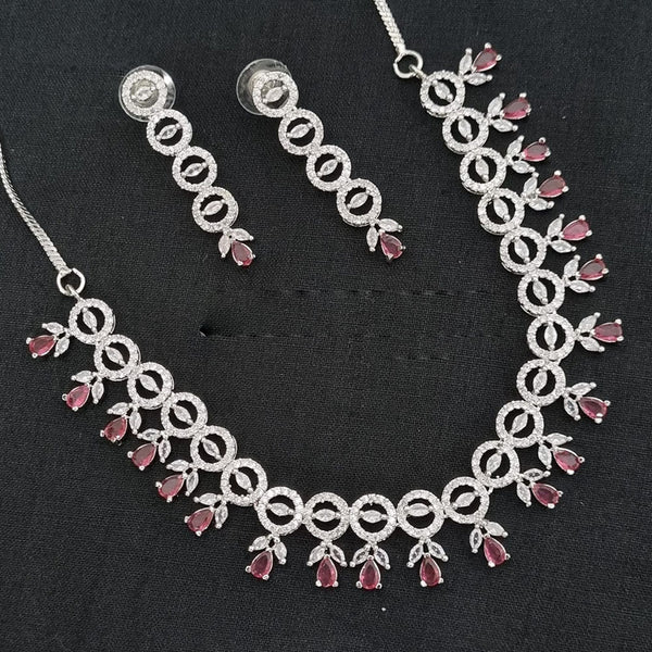 Manisha Jewellery Silver Plated AD Necklace Set