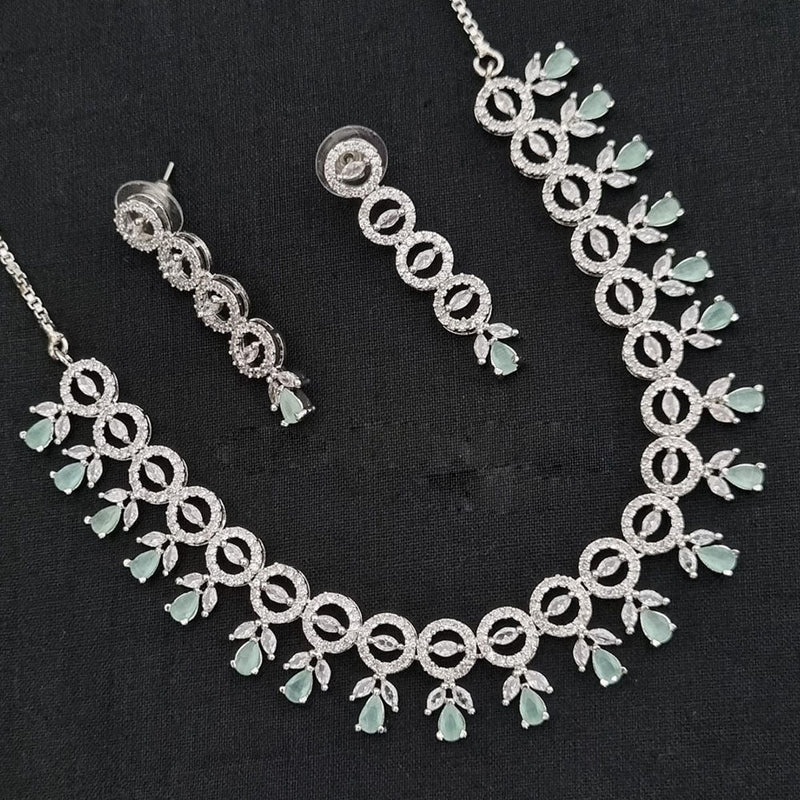 Manisha Jewellery Silver Plated AD Necklace Set