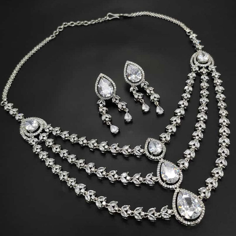 Manisha Jewellery Silver Plated AD Necklace Set