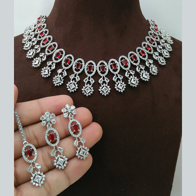 Manisha Jewellery Silver Plated AD Necklace Set