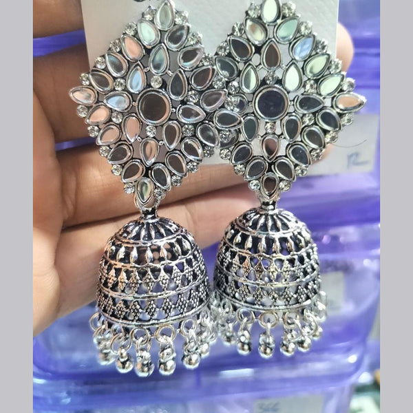 Manisha Jewellery Oxidised Plated Mirror Jhumki Earrings