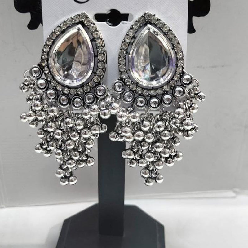 Manisha Jewellery Oxidised Plated Crystal Stone And Ghungroo Dangler Earrings