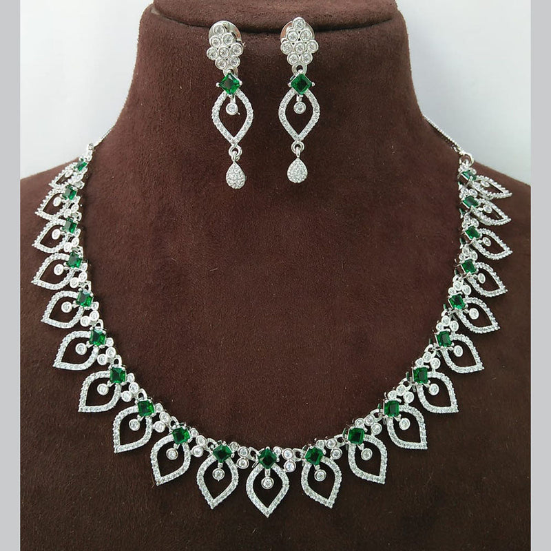 Manisha Jewellery Silver Plated AD Necklace Set