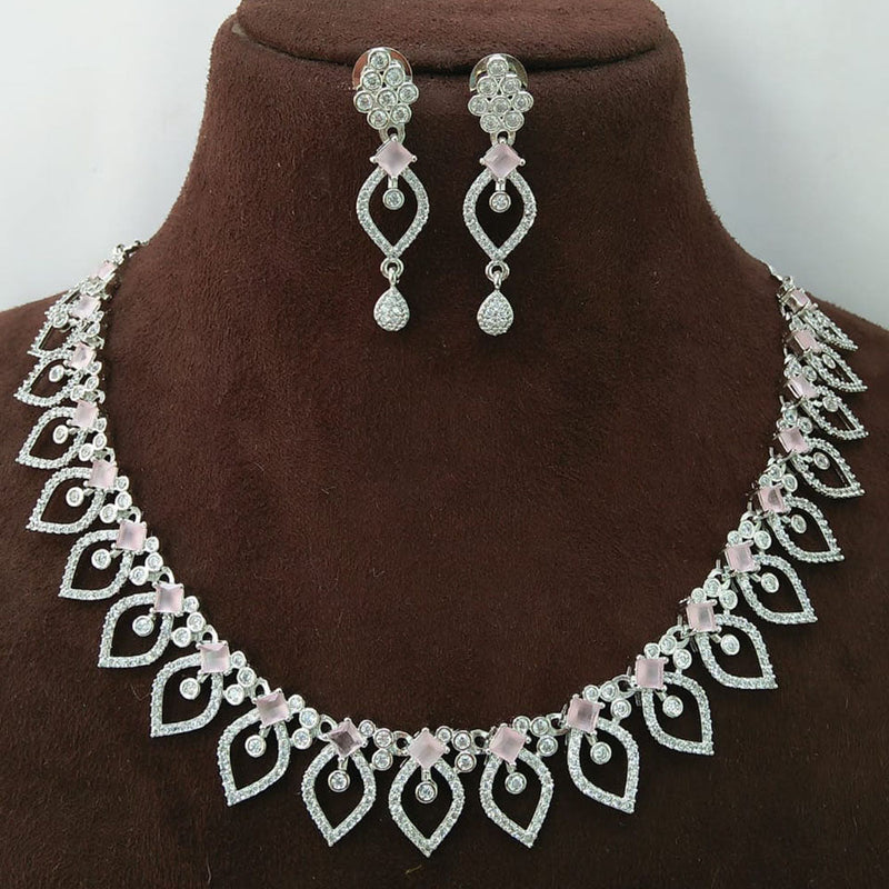 Manisha Jewellery Silver Plated AD Necklace Set