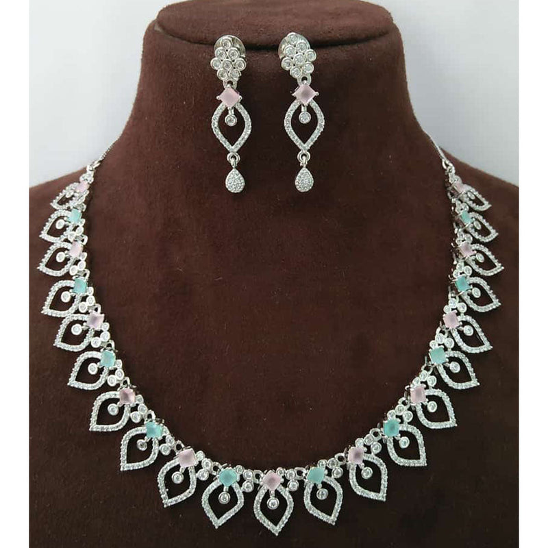 Manisha Jewellery Silver Plated AD Necklace Set