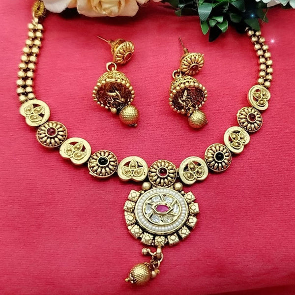 Manisha Jewellery Gold Plated Pota Stone Necklace Set