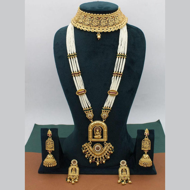 Manisha Jewellery Gold Plated Pota Stone Necklace Combo