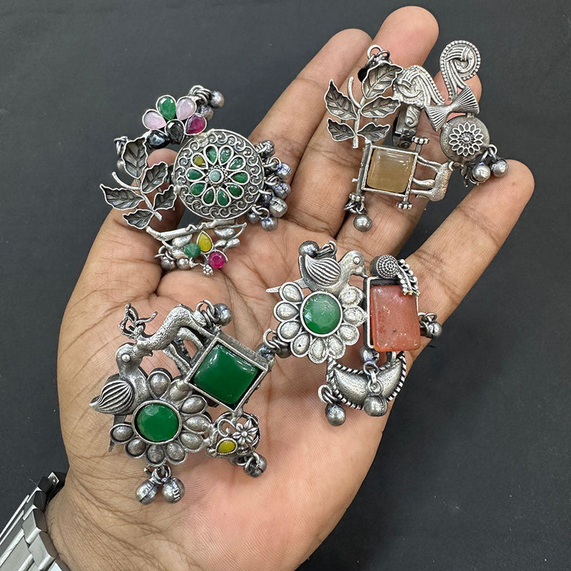 Manisha Jewellery Oxidised Plated Pota Stone Rings (Assorted Design 1 Piece)