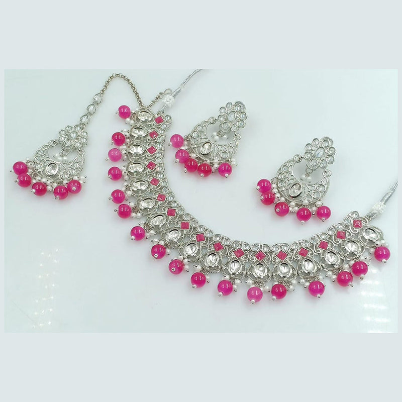 Manisha Jewellery Silver Plated Crystal Stone Necklace Set