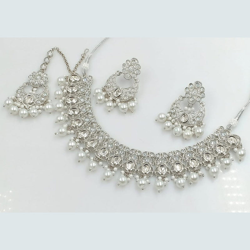 Manisha Jewellery Silver Plated Crystal Stone Necklace Set