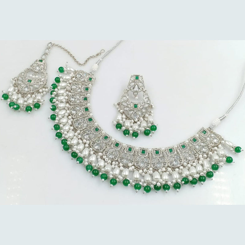 Manisha Jewellery Silver Plated AD Necklace Set