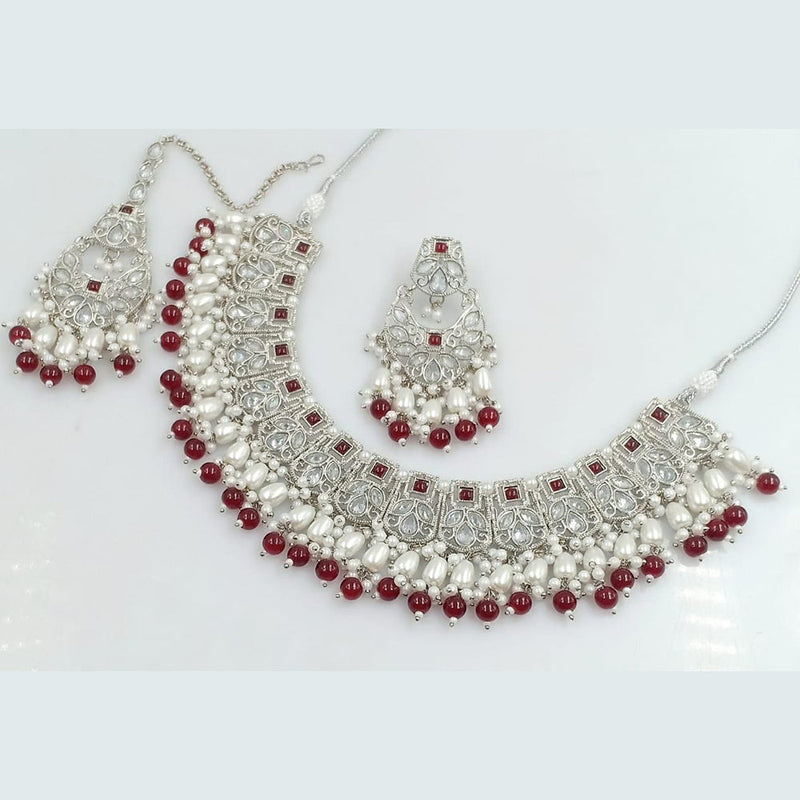 Manisha Jewellery Silver Plated AD Necklace Set