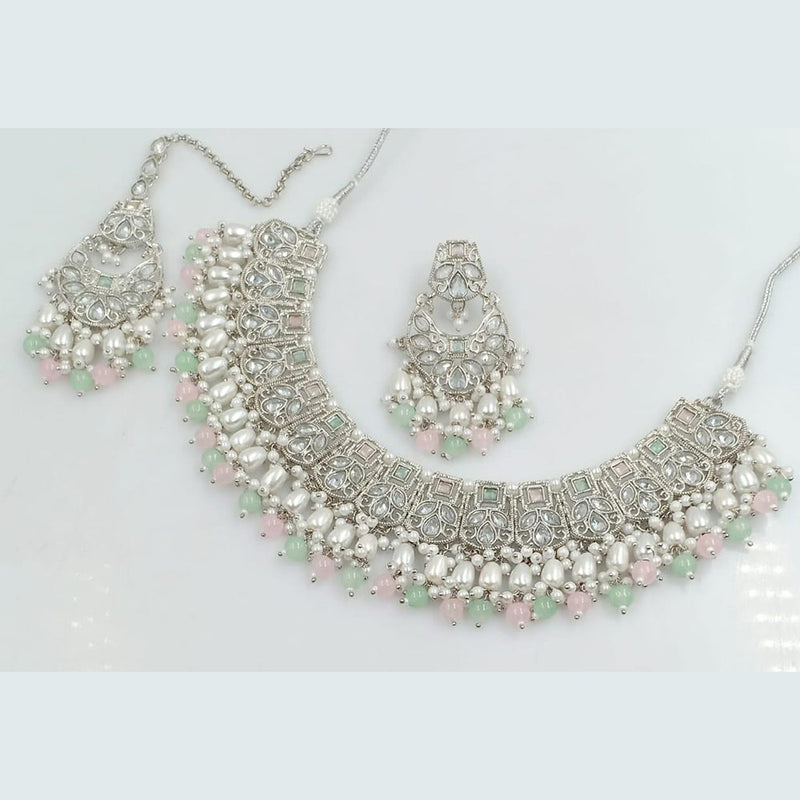 Manisha Jewellery Silver Plated AD Necklace Set