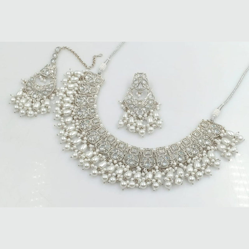 Manisha Jewellery Silver Plated AD Necklace Set