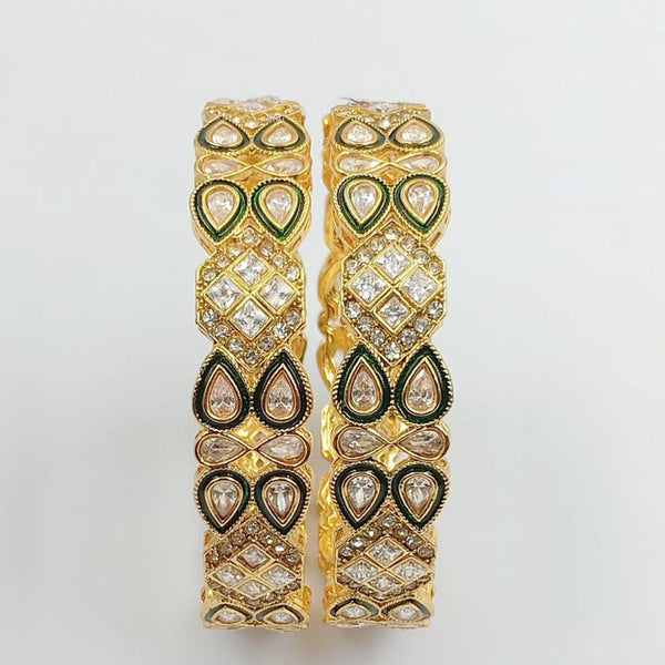 Manisha Jewellery Gold Plated Kundan And Austrian Bangles Set