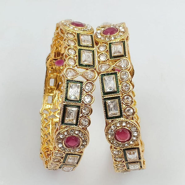 Manisha Jewellery Gold Plated Kundan And Austrian Bangles Set