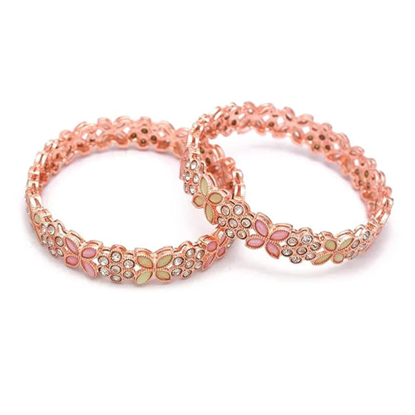 Manisha Jewellery Rose Gold Plated Austrian Stone Bangles Set