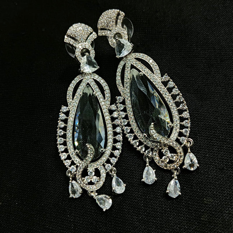 Manisha Jewellery Silver Plated AD Dangler Earrings