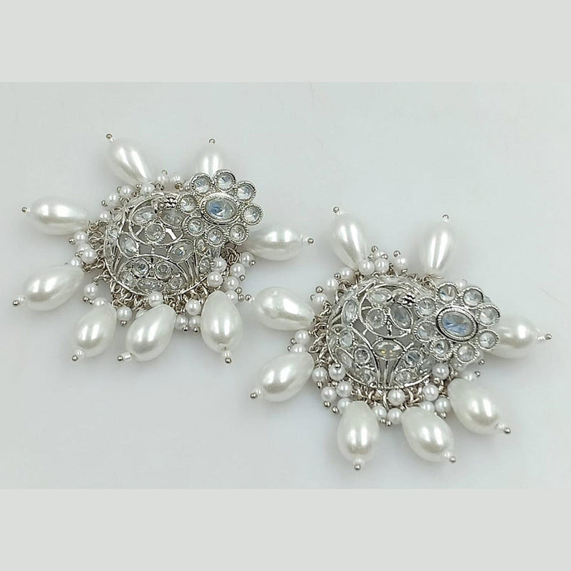 Manisha Jewellery Silver Plated Crystal Stone Jhumki Earrings