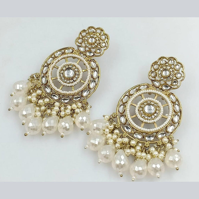 Manisha Jewellery Gold Plated Kundan Pearl And Beads Dangler Earrings