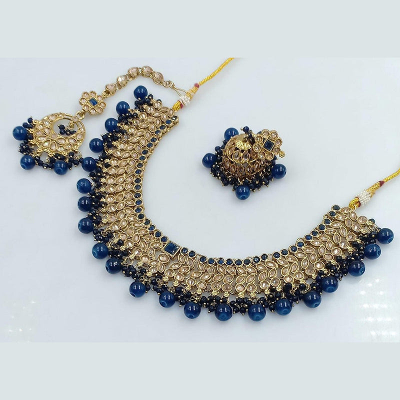 Manisha Jewellery Gold Plated Crystal Stone And Beads Necklace Set