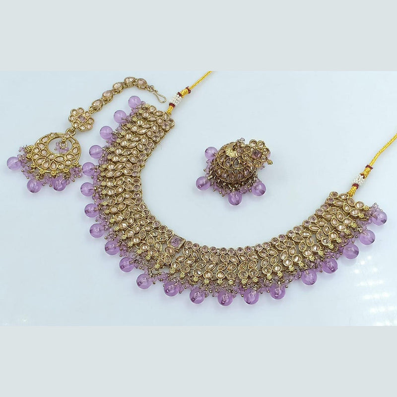 Manisha Jewellery Gold Plated Crystal Stone And Beads Necklace Set