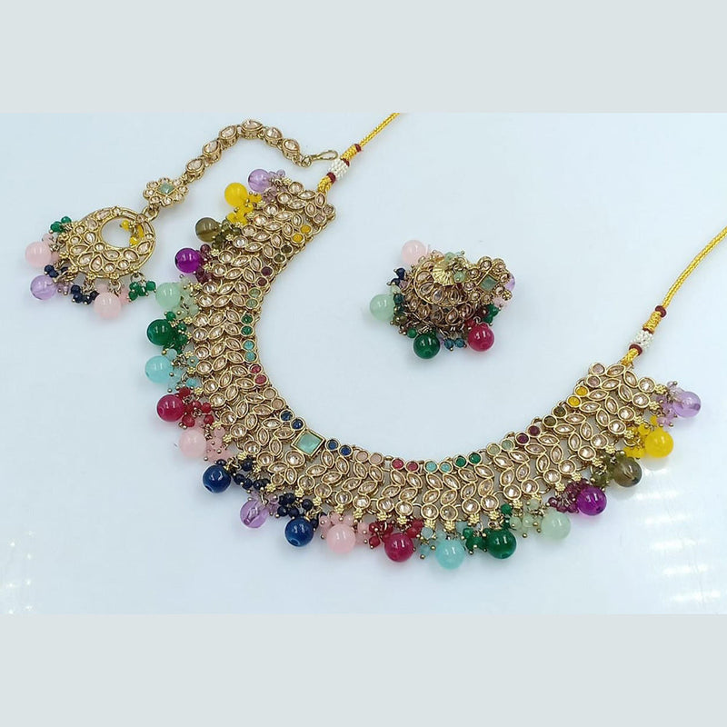 Manisha Jewellery Gold Plated Crystal Stone And Beads Necklace Set