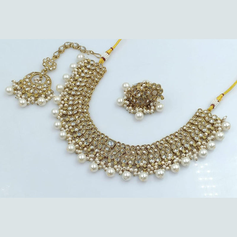 Manisha Jewellery Gold Plated Crystal Stone And Beads Necklace Set