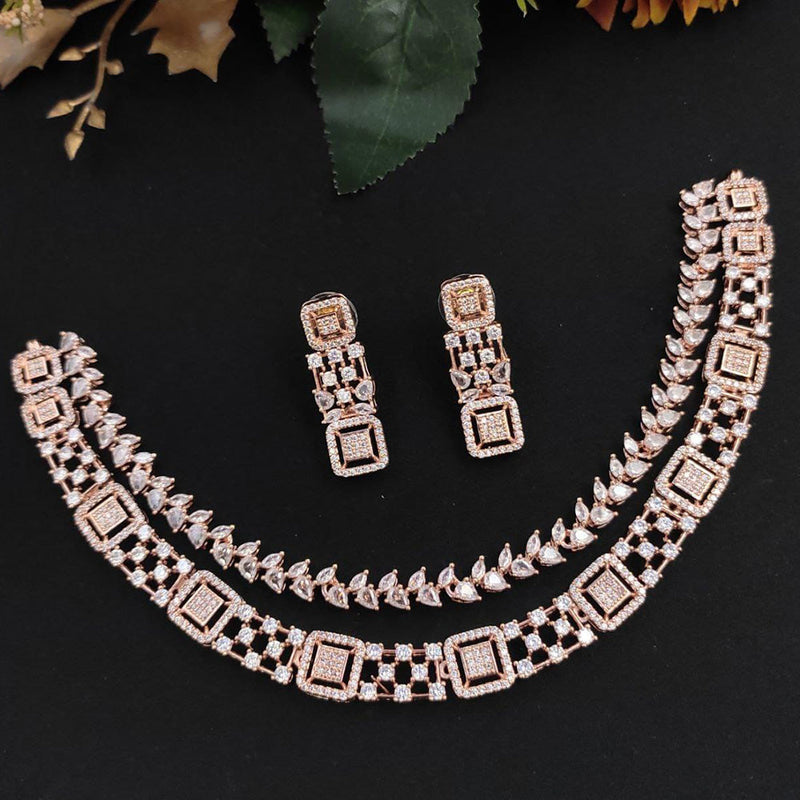 Manisha Jewellery  Rose Gold Plated AD  Necklace Set